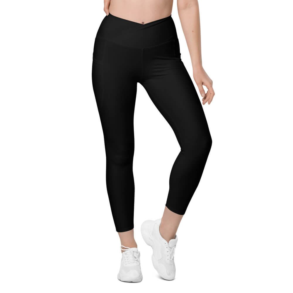 Just Black crossover leggings with pockets – My Tackie Tees LLC