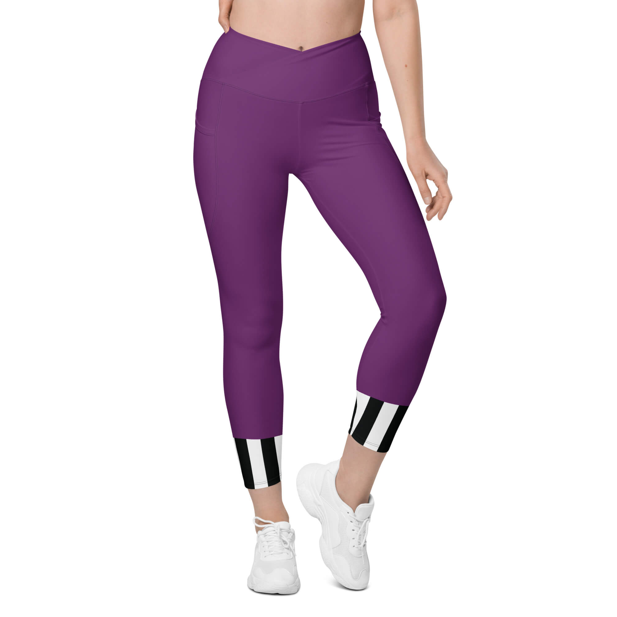 Turban low stripe crossover leggings with pockets - Shop 63
