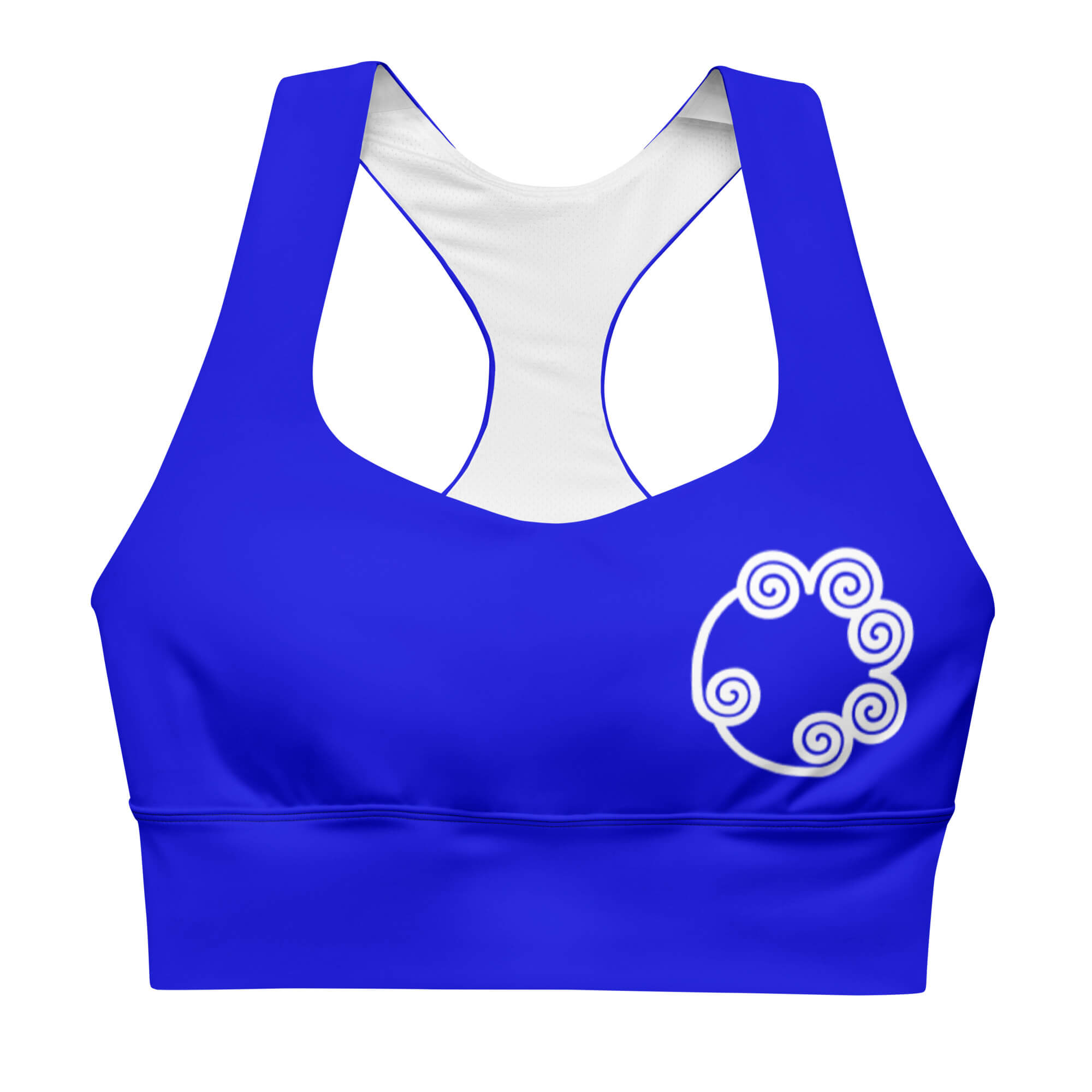 Blue Longline sports bra — BvB Dallas - Tackle ALZ™